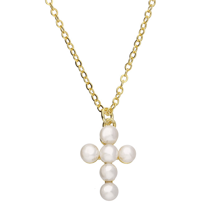 Grace Pearl & gold vermeil Cross necklace