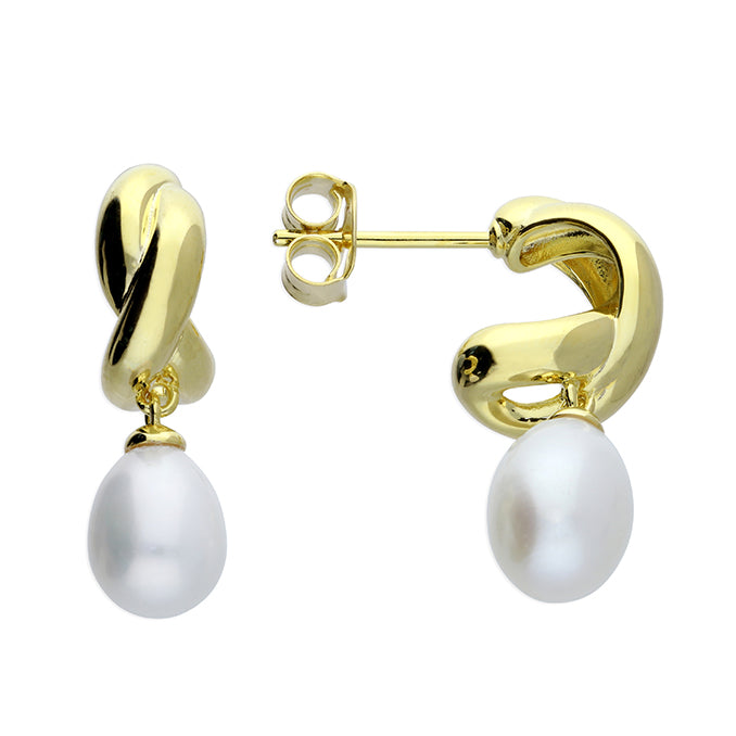Bella pearl drop huggie earring