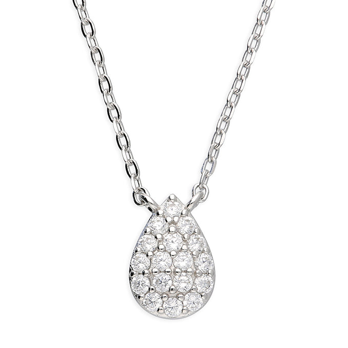 Cleo sterling silver pear-shaped pendant necklace with chain – Joi Jewels
