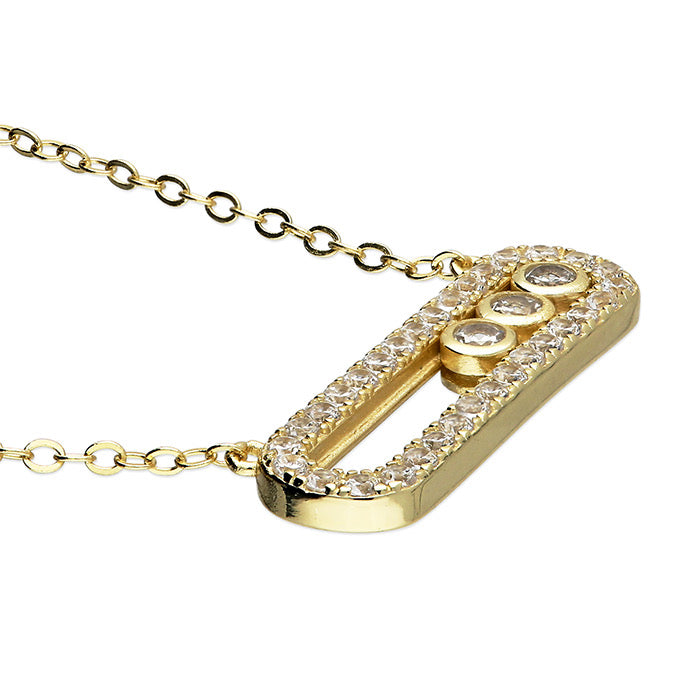 Coco kinetic sterling silver with 9ct gold plate cz necklace