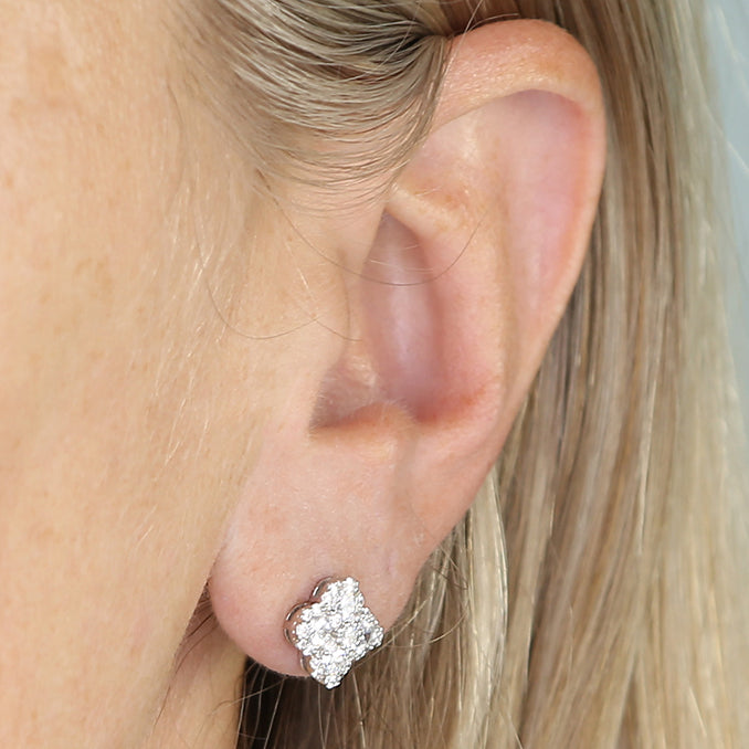 Fleur Sterling Silver CZ Stud Earrings