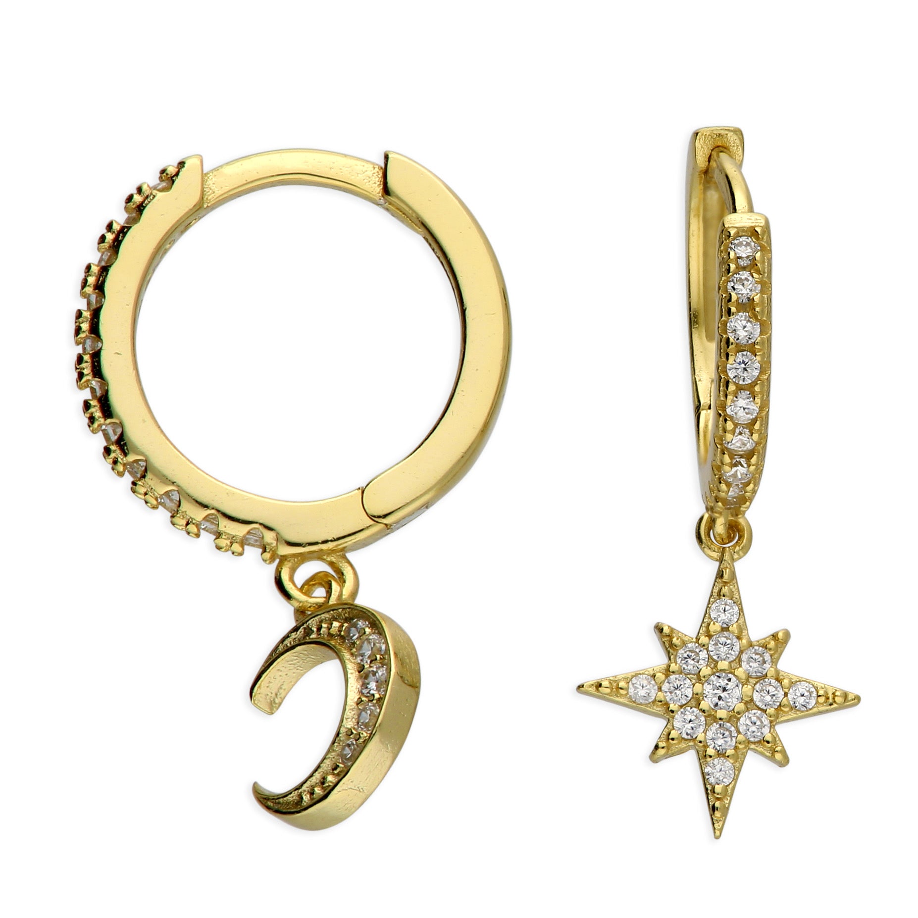 Twilight star Pavé hoops in gold