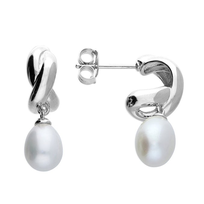 Bella sterling silver pearl drop earrings by Joi Jewels