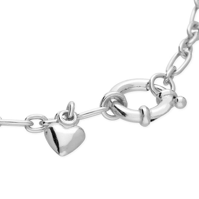 Alana sterling silver engravable disc heart toggle bracelet
