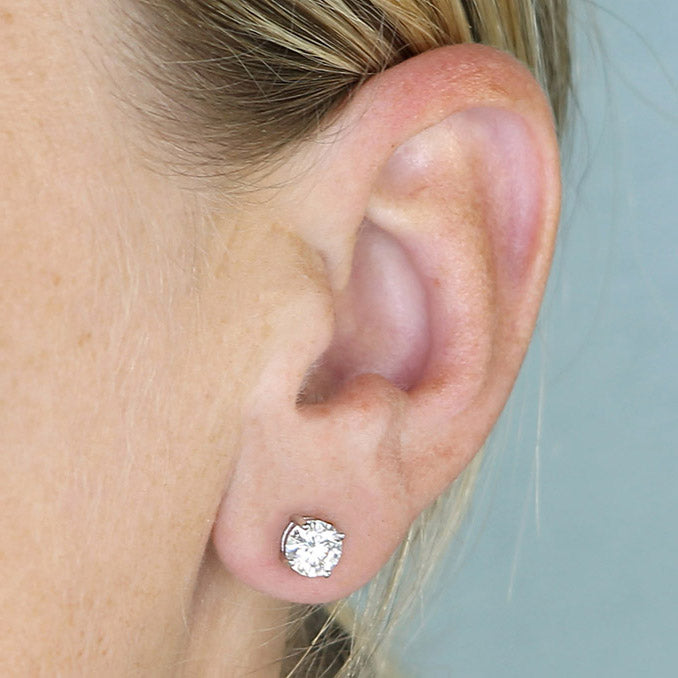 Florence Moissanite Claw Set Sterling Silver 1carat stud earring