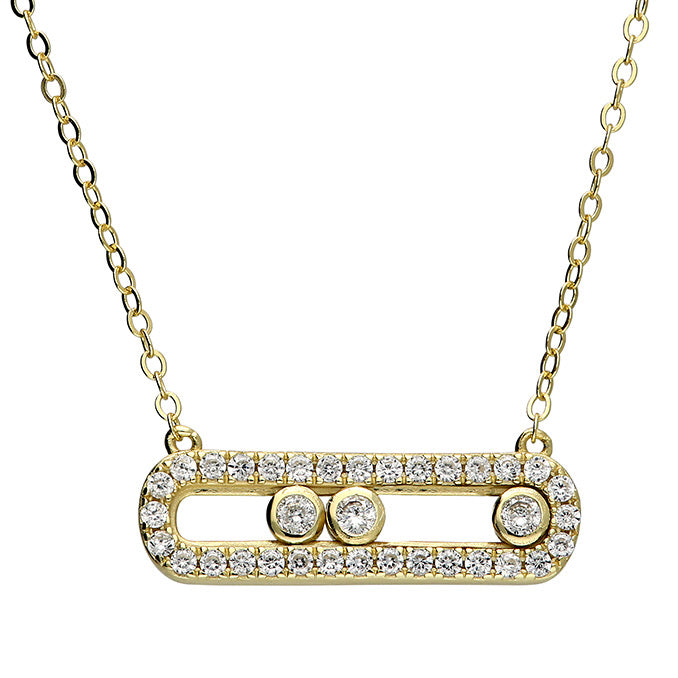 Coco kinetic sterling silver with 9ct gold plate cz necklace