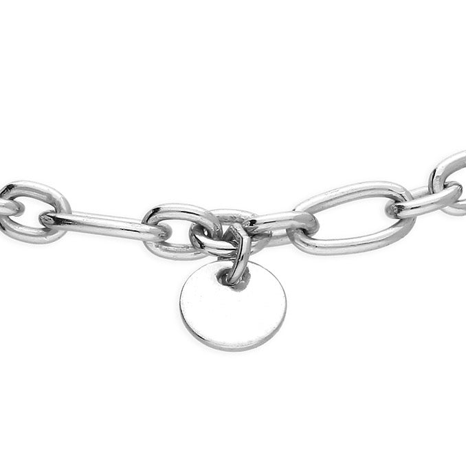 Alana sterling silver engravable disc heart toggle bracelet