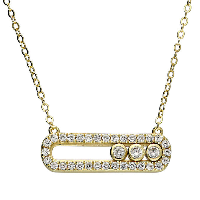 Coco kinetic sterling silver with 9ct gold plate cz necklace