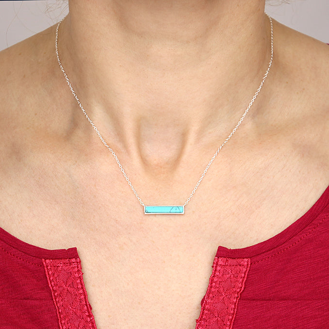 Azure turquoise bar necklace