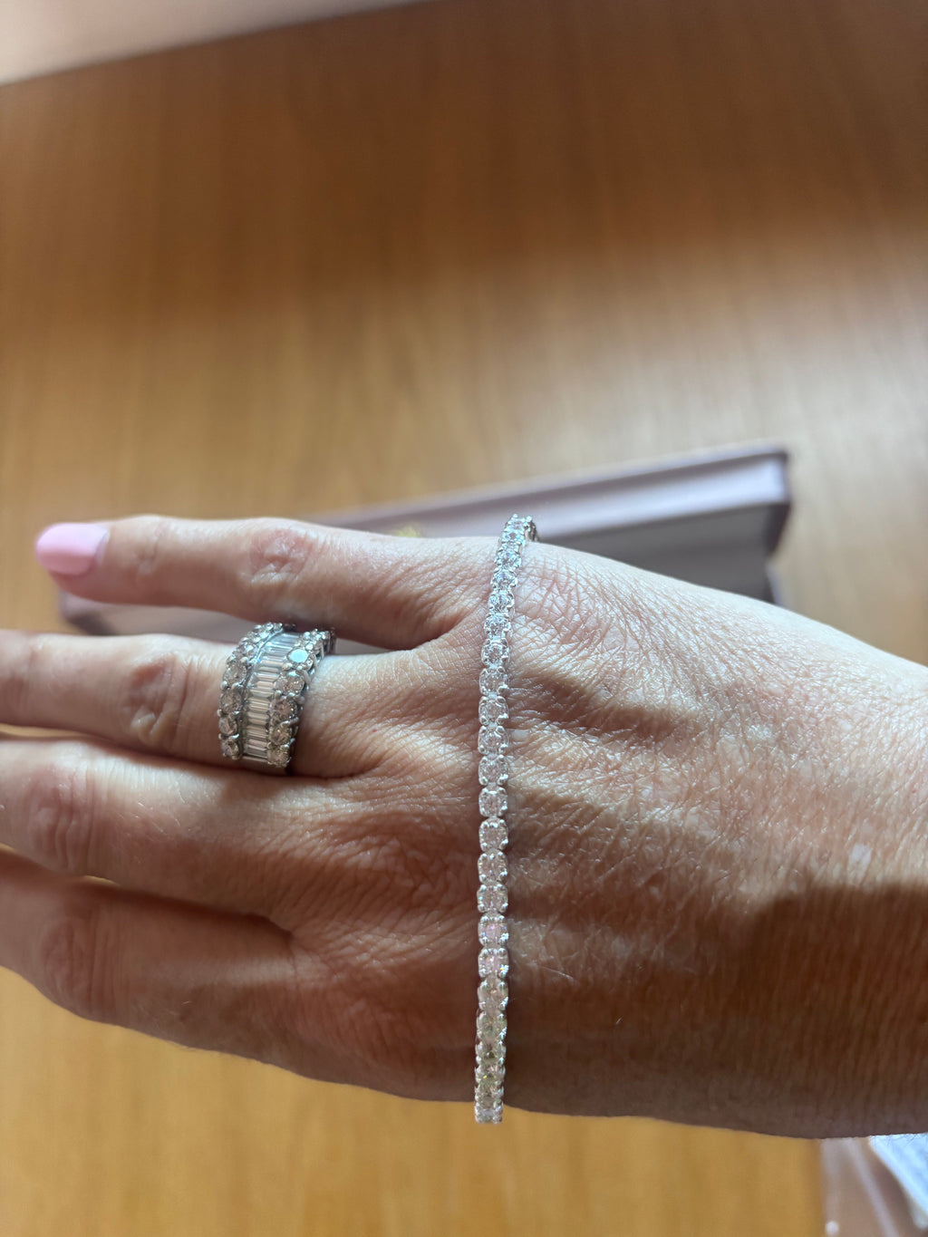 Jenna Sterling silver cubic zirconia tennis bracelet 8 inch longer length