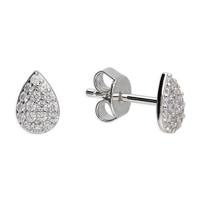 Cleo Cz Sterling Silver Pear Shape Studs