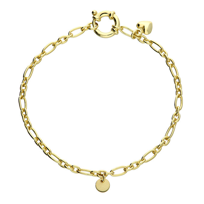 GIGI Sterling silver gold plated figaro disc bracelet