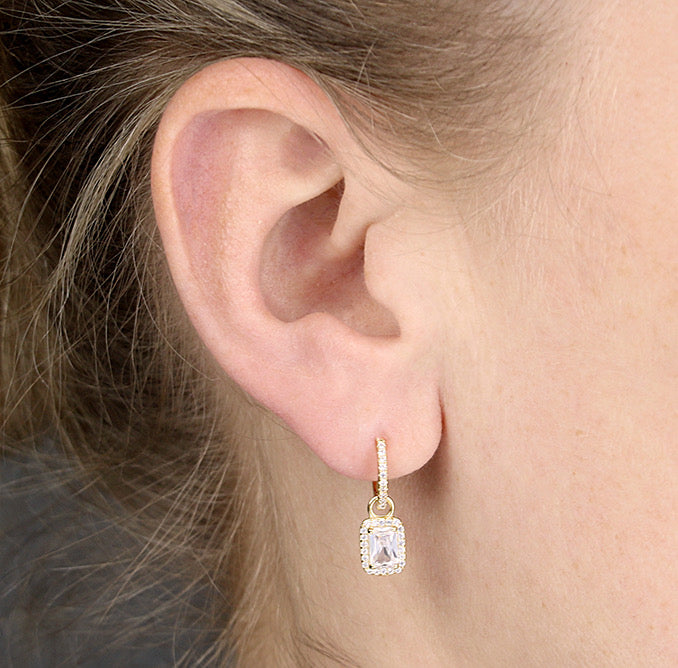 Lois gold pavé huggie hoop earring