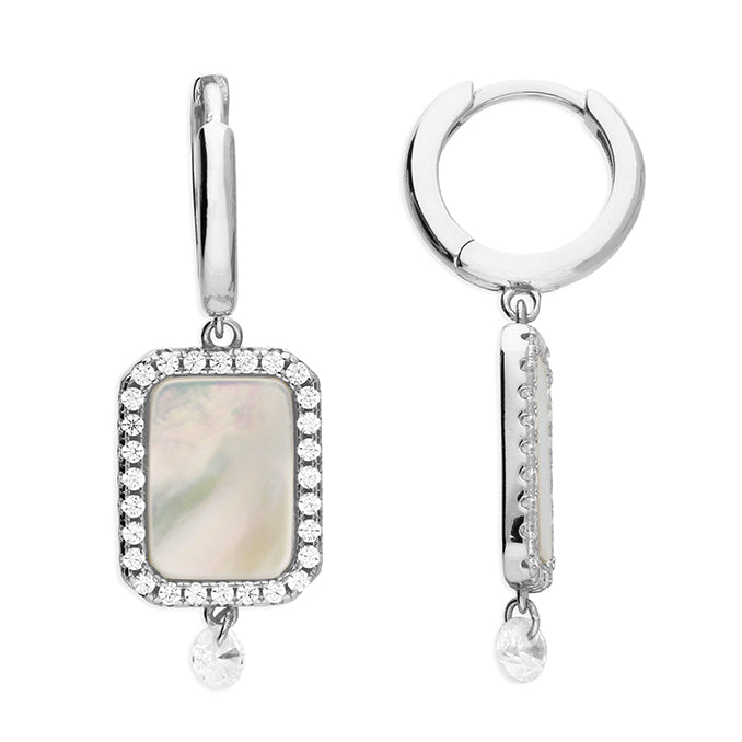 Kathryn pearl silver Huggie earring