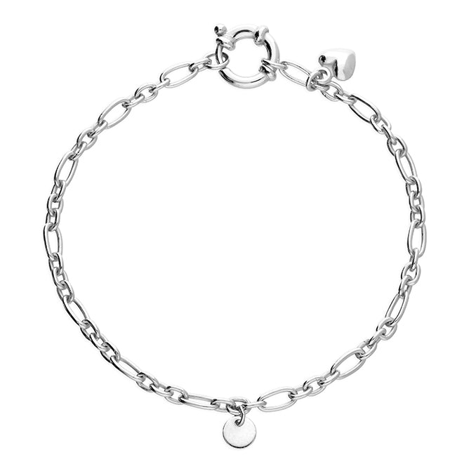 Alana sterling silver engravable disc heart toggle bracelet