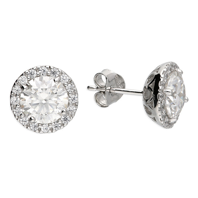 Beth Moissanite Halo Stud Earrings – 1.25ct Sterling Silver