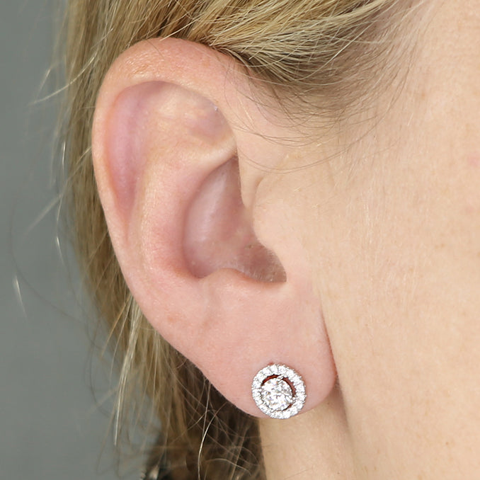 Ella sterling silver Moissanite Halo Stud Earring