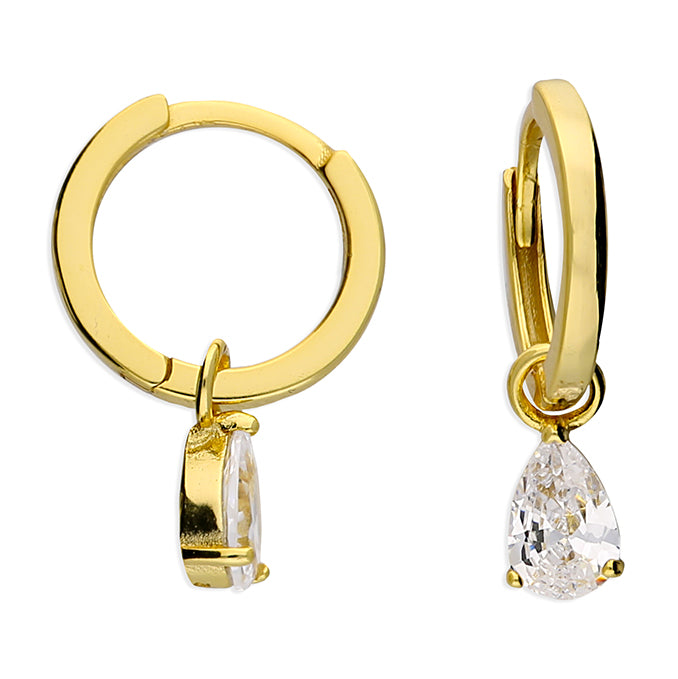 Sadie Gold Pear Drop Huggie Hoop