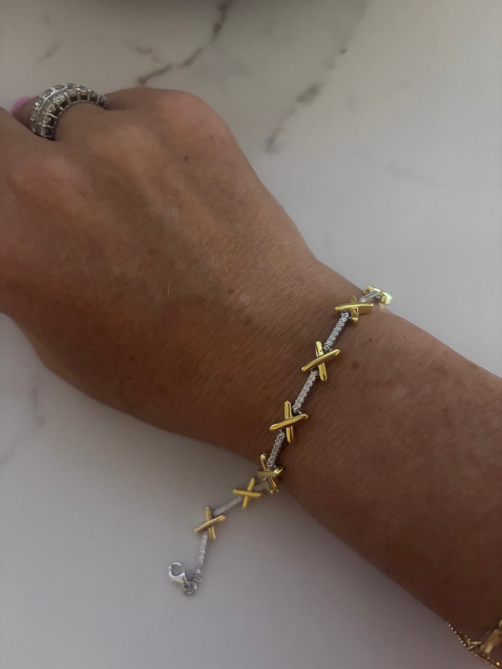 Taylor  Sterling Silver & 14 carat vermeil Kiss  CZ Bracelet