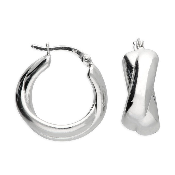 Mercedes sterling silver chunky crossover hoop earrings by Joi Jewels