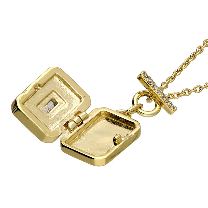Beth sterling silver & gold T-bar rectangle locket