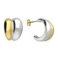 Harper two tone hoop earring featuring a polished silver and yellow 18 carat hoop 
