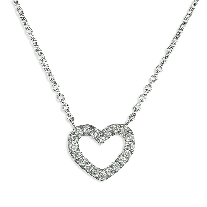 Amour Sterling Silver cz heart necklace
