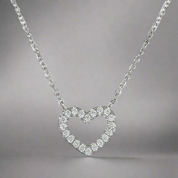 Amour Sterling Silver cz heart necklace