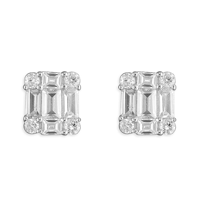 Heather Sterling Silver baguette stud earring