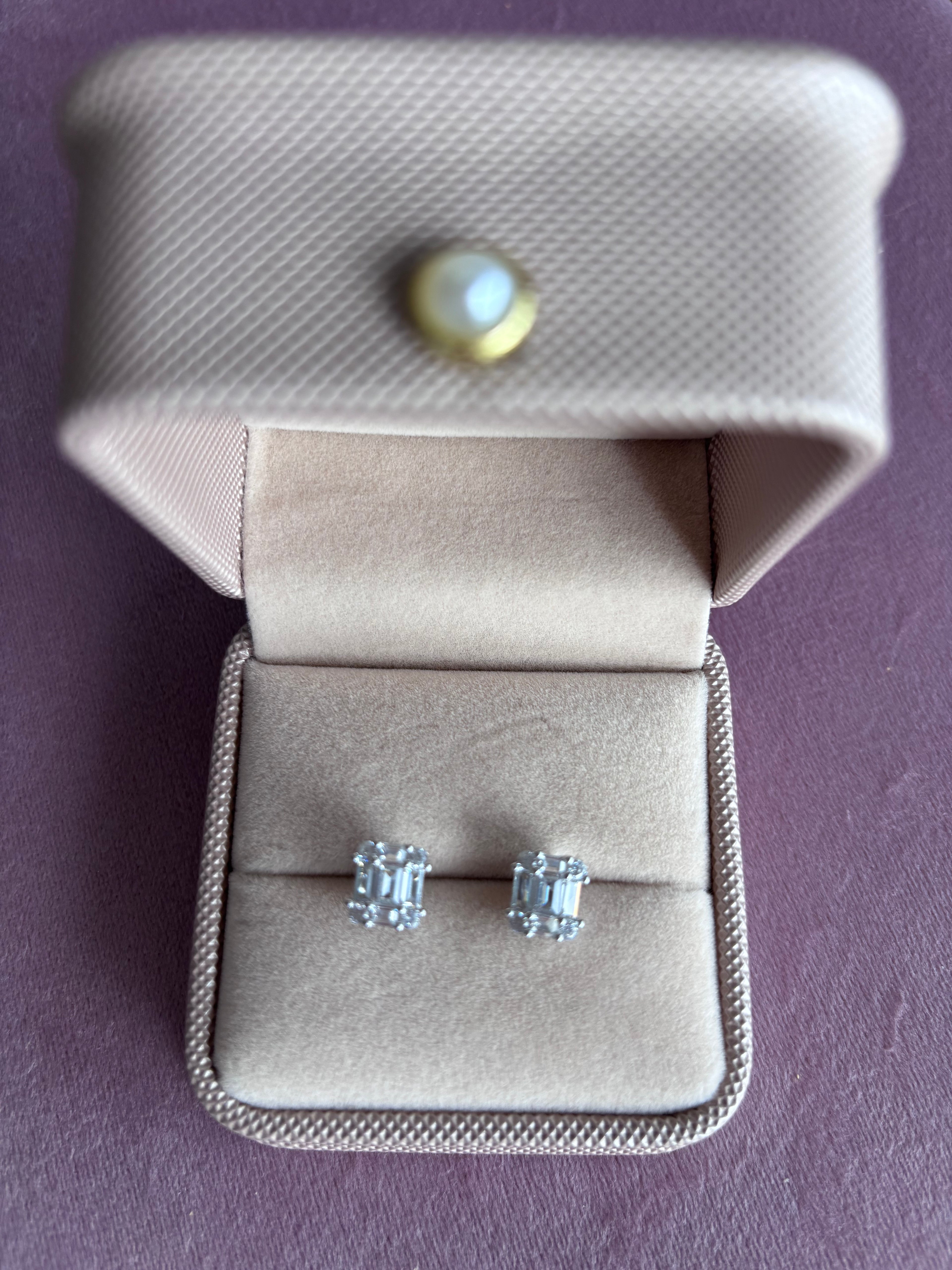 Heather Sterling Silver baguette stud earring