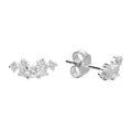 Thea sterling silver ear climber stud earrings with seven sparkling white cubic zirconia stones in a delicate curved design