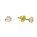 3mm cubic zirconia stacking stud earrings in solid 9ct yellow gold -Joi Jewels 
