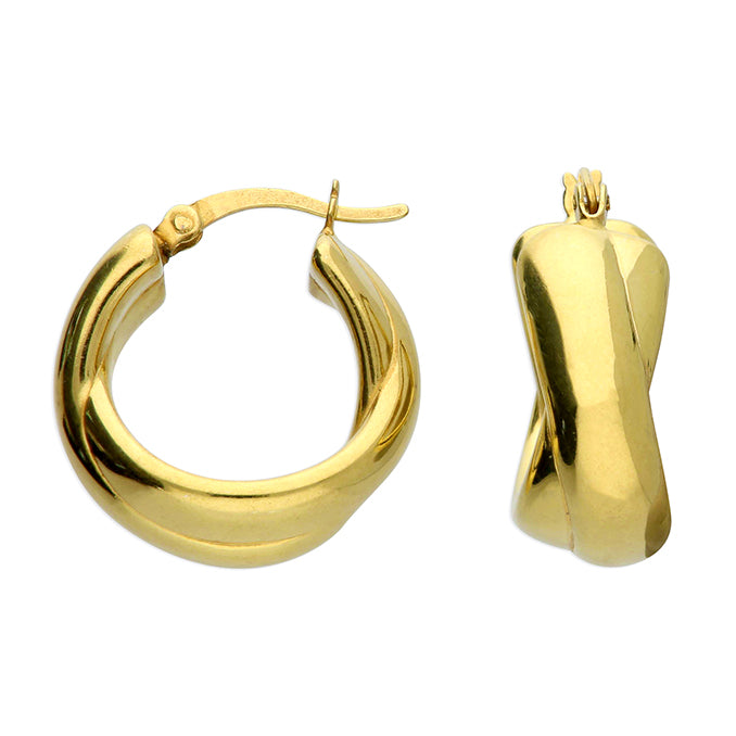 Mercedes gold-coloured chunky crossover hoop earrings by Joi Jewels