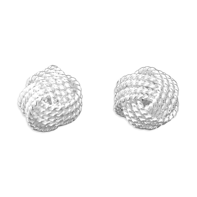 Niamh sterling silver textured knot stud earrings from Joi Jewels 