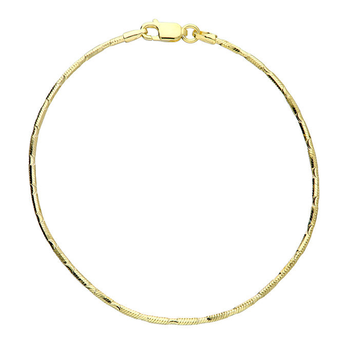 Olivia 18ct gold plated sterling silver diamond cut round snake chain necklace for women by Joi jewels 
