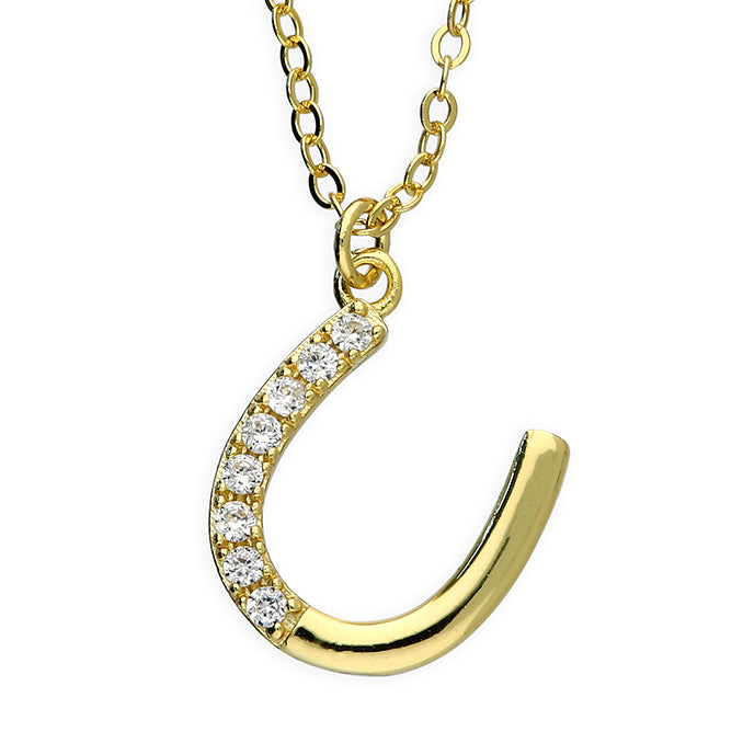 Sarah gold horseshoe necklace with cubic zirconia