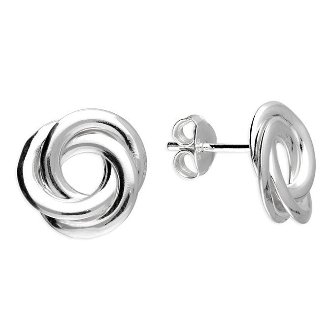 Eternity large sterling silver intertwined knot stud earring for pieced ears by Joi Jewels 